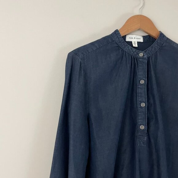 Anthropologie Cloth & Stone Chambray Long Sleeve Popover Top Size Medium - Picture 6 of 6